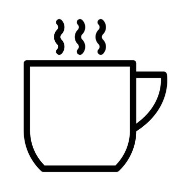 Kahve Kupası düz simgesi beyaz arka plan, vektör, illüstrasyon izole