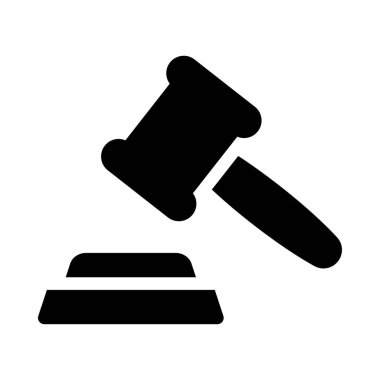 Açık artırma çekiç düz simgesi beyaz arka plan, vektör, illüstrasyon izole