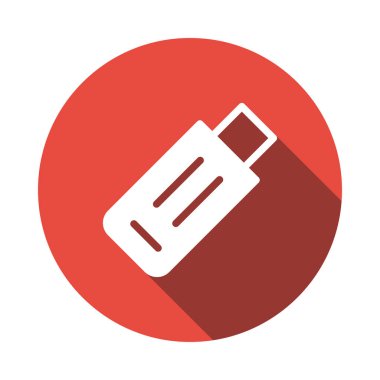 Usb sürücü düz simgesi beyaz arka plan, vektör, illüstrasyon izole