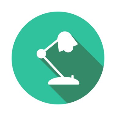 Masa lambası düz simgesi beyaz arka plan, vektör, illüstrasyon izole