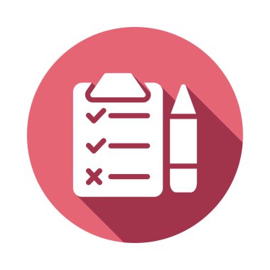 Proje denetim listesi düz simgesi beyaz arka plan, vektör, illüstrasyon izole Pano