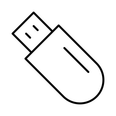 Usb sürücü düz simgesi beyaz arka plan, vektör, illüstrasyon izole