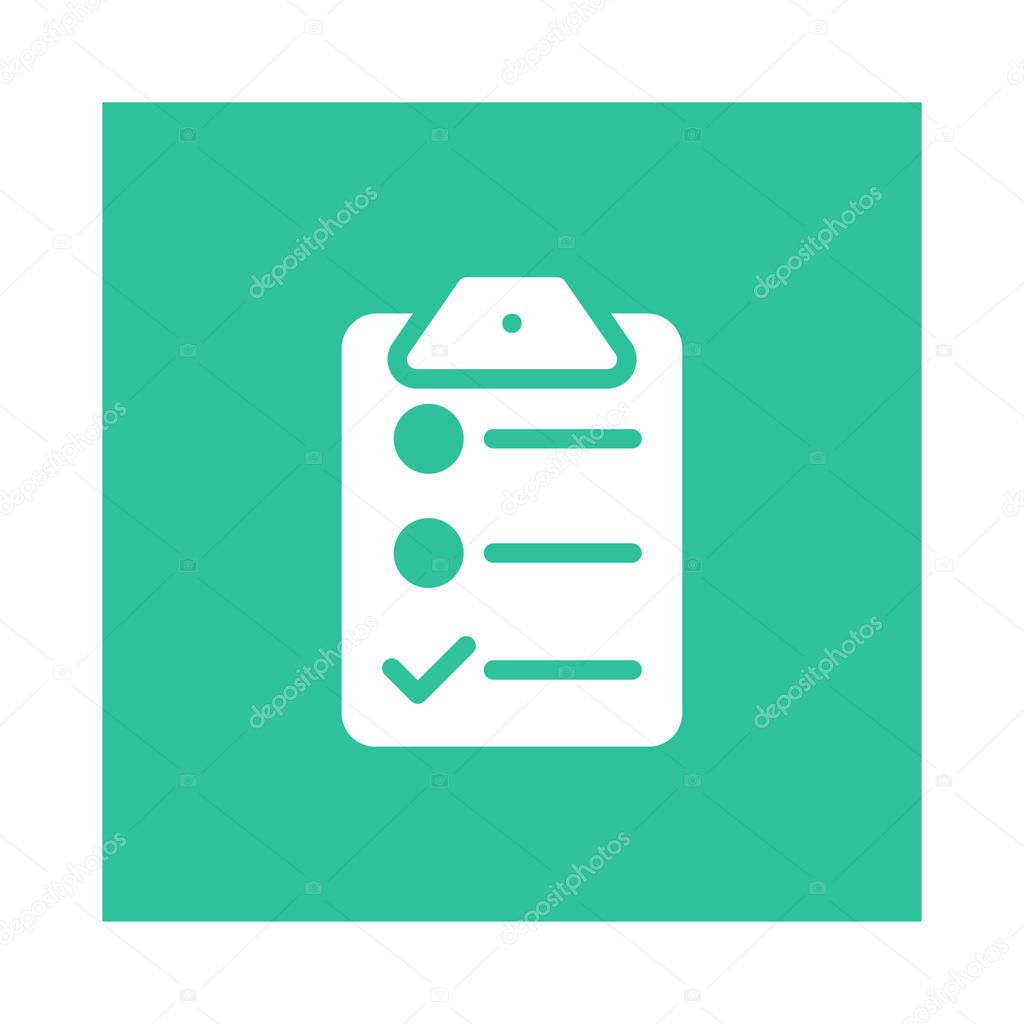 clipboard with project checklist flat icon isolated on white background, vector, illustration
