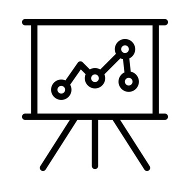 Analitik Sunum kurulu düz simgesi beyaz arka plan, vektör, illüstrasyon izole