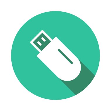 Usb sürücü düz simgesi beyaz arka plan, vektör, illüstrasyon izole