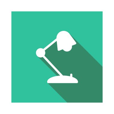 Masa lambası düz simgesi beyaz arka plan, vektör, illüstrasyon izole