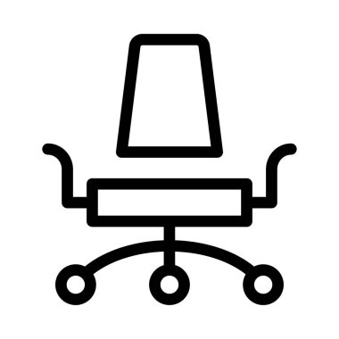 ofis sandalye düz simgesi beyaz arka plan, vektör, illüstrasyon izole