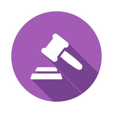 Açık artırma çekiç düz simgesi beyaz arka plan, vektör, illüstrasyon izole