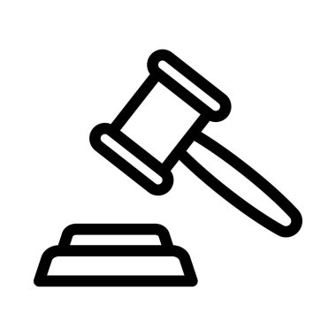 Açık artırma çekiç düz simgesi beyaz arka plan, vektör, illüstrasyon izole