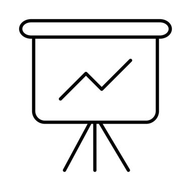 Analitik Sunum kurulu düz simgesi beyaz arka plan, vektör, illüstrasyon izole