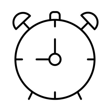 çalar saat düz simgesi beyaz arka plan, vektör, illüstrasyon izole