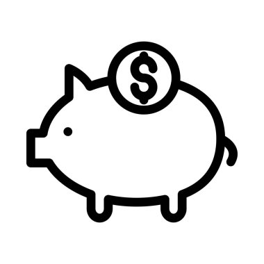 Beyaz arka plan, vektör, illüstrasyon izole Doları para düz simgesi ile Piggy banka