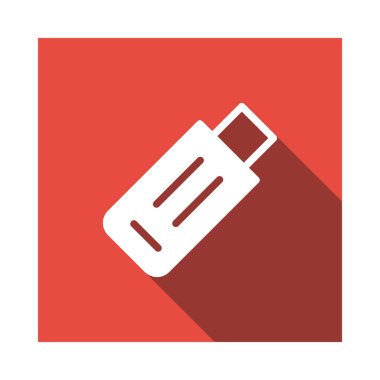 Usb sürücü düz simgesi beyaz arka plan, vektör, illüstrasyon izole