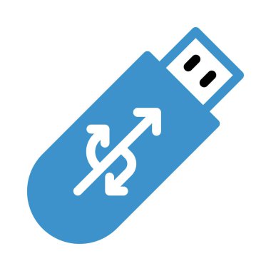Usb sürücü düz simgesi beyaz arka plan, vektör, illüstrasyon izole