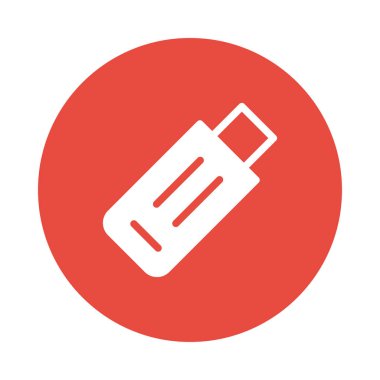Usb sürücü düz simgesi beyaz arka plan, vektör, illüstrasyon izole