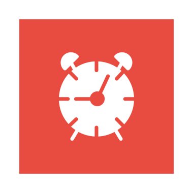 çalar saat düz simgesi beyaz arka plan, vektör, illüstrasyon izole