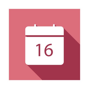 Takvim düz simgesi beyaz arka plan, vektör, illüstrasyon izole