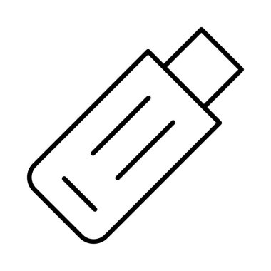 Usb sürücü düz simgesi beyaz arka plan, vektör, illüstrasyon izole