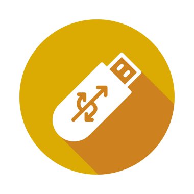 Usb sürücü düz simgesi beyaz arka plan, vektör, illüstrasyon izole