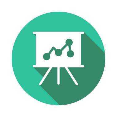 Analitik Sunum kurulu düz simgesi beyaz arka plan, vektör, illüstrasyon izole