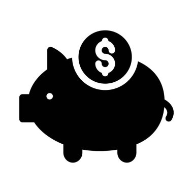 Beyaz arka plan, vektör, illüstrasyon izole Doları para düz simgesi ile Piggy banka