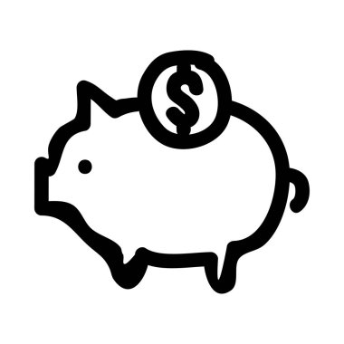 Beyaz arka plan, vektör, illüstrasyon izole Doları para düz simgesi ile Piggy banka