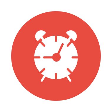 çalar saat düz simgesi beyaz arka plan, vektör, illüstrasyon izole