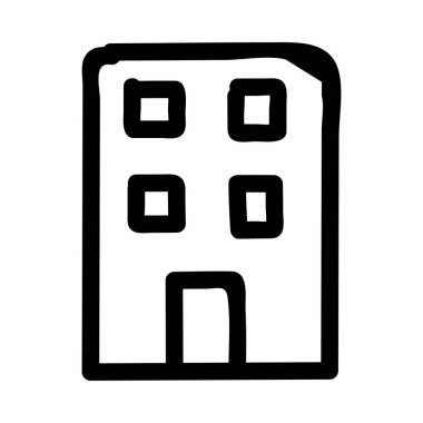 Ofis düz simgesi beyaz arka plan, vektör, illüstrasyon izole Binası