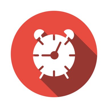 çalar saat düz simgesi beyaz arka plan, vektör, illüstrasyon izole