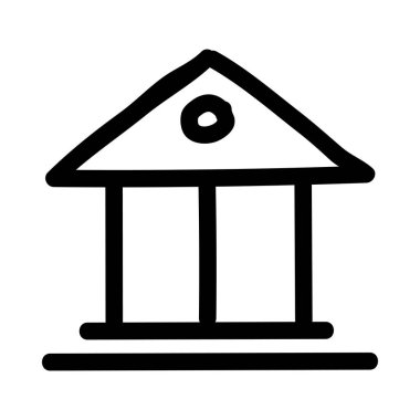 düz simgesi beyaz arka plan, vektör, illüstrasyon izole bina banka