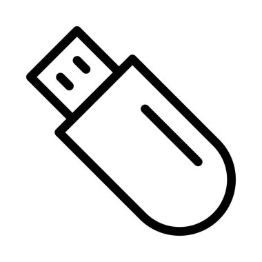 Usb sürücü düz simgesi beyaz arka plan, vektör, illüstrasyon izole