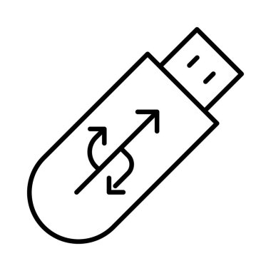 Usb sürücü düz simgesi beyaz arka plan, vektör, illüstrasyon izole