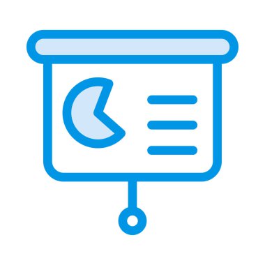 Analitik Sunum kurulu düz simgesi beyaz arka plan, vektör, illüstrasyon izole