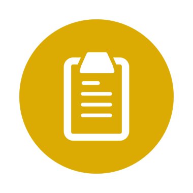 Pano ile belge düz simgesi beyaz arka plan, vektör, illüstrasyon izole