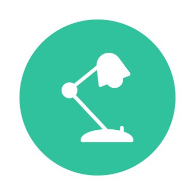 Masa lambası düz simgesi beyaz arka plan, vektör, illüstrasyon izole