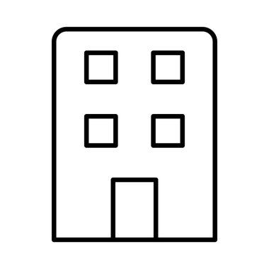 Ofis düz simgesi beyaz arka plan, vektör, illüstrasyon izole Binası