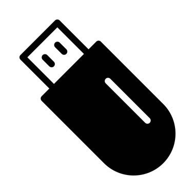 Usb sürücü düz simgesi beyaz arka plan, vektör, illüstrasyon izole