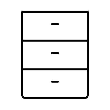 çekmeceler düz simgesi beyaz arka plan, vektör, illüstrasyon izole