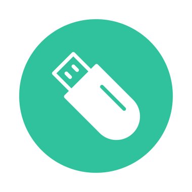 Usb sürücü düz simgesi beyaz arka plan, vektör, illüstrasyon izole