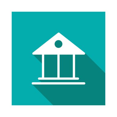 düz simgesi beyaz arka plan, vektör, illüstrasyon izole bina banka