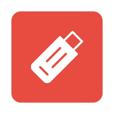 Usb sürücü düz simgesi beyaz arka plan, vektör, illüstrasyon izole