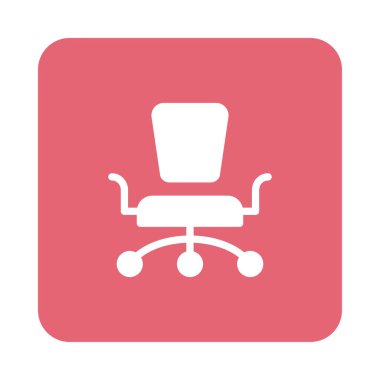 ofis sandalye düz simgesi beyaz arka plan, vektör, illüstrasyon izole