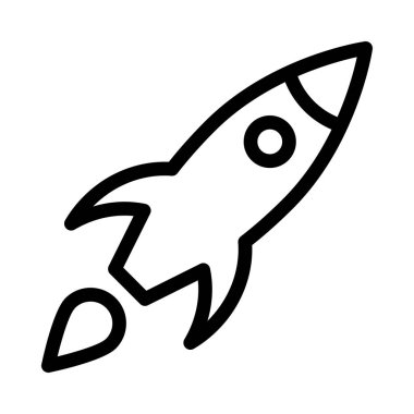 roket başlangıç düz simgesi beyaz arka plan, vektör, illüstrasyon izole