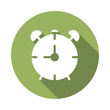 çalar saat düz simgesi beyaz arka plan, vektör, illüstrasyon izole