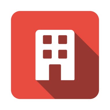 Ofis düz simgesi beyaz arka plan, vektör, illüstrasyon izole Binası