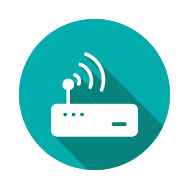 Kablosuz modem düz simgesi beyaz arka plan, vektör, illüstrasyon izole