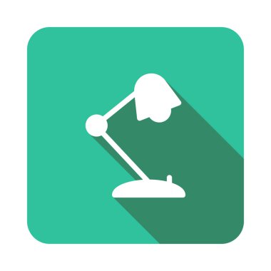 Masa lambası düz simgesi beyaz arka plan, vektör, illüstrasyon izole