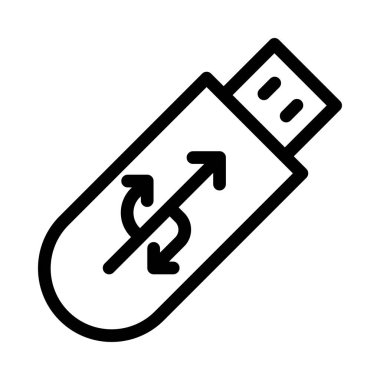 Usb sürücü düz simgesi beyaz arka plan, vektör, illüstrasyon izole