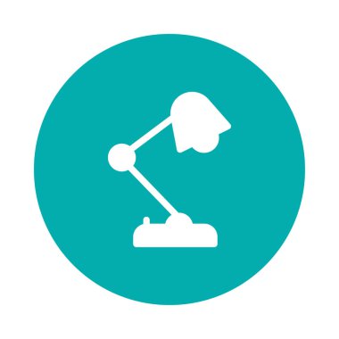 Masa lambası düz simgesi beyaz arka plan, vektör, illüstrasyon izole