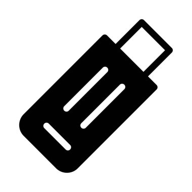 Usb sürücü düz simgesi beyaz arka plan, vektör, illüstrasyon izole